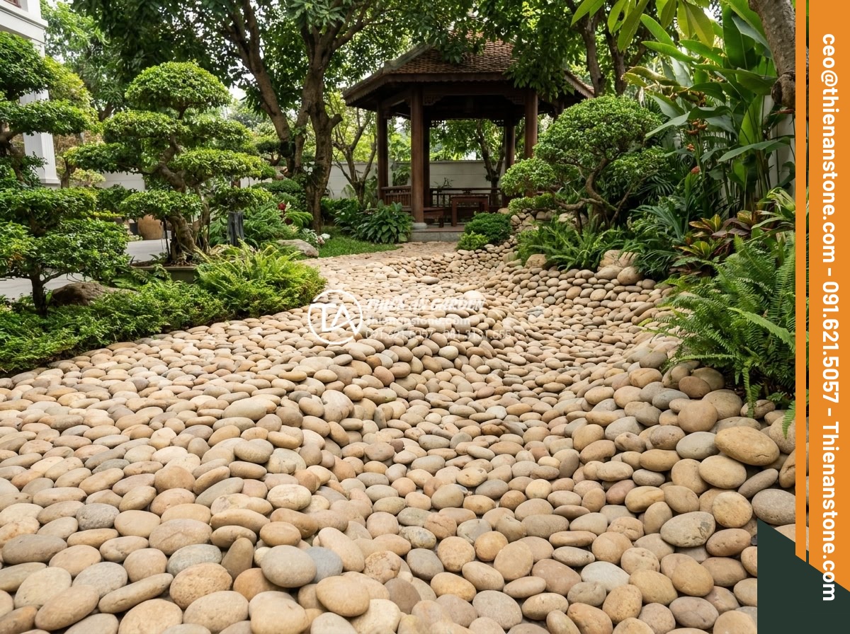 Làm thế nào để giữ màu sắc đá tự nhiên trong tiểu cảnh luôn như mới? - Beautifully maintained natural stone landscape in a high-end Vietnamese villa ga