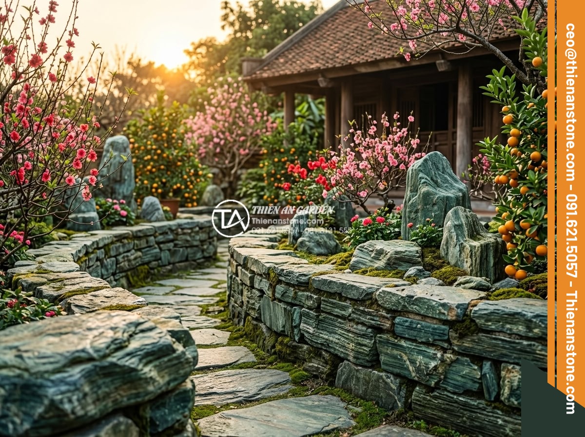 Top 5 loại đá tự nhiên tốt nhất để làm tiểu cảnh hoa tết ngoài trời - Hình 7 Top 5 loại đá tự nhiên tốt nhất để làm tiểu cảnh hoa tết ngoài trời - Authentic realistic photograph of traditional Vietnamese laterite stone (da ong)