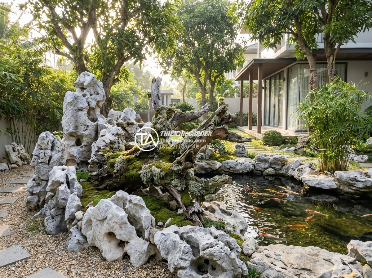 Xu hướng chơi tiểu cảnh gỗ lũa rừng tự nhiên năm 2026 - Hình 1 Xu hướng chơi tiểu cảnh gỗ lũa rừng tự nhiên năm 2026 - Photorealistic wide-angle view of a 2026 trend natural forest driftwood miniatur
