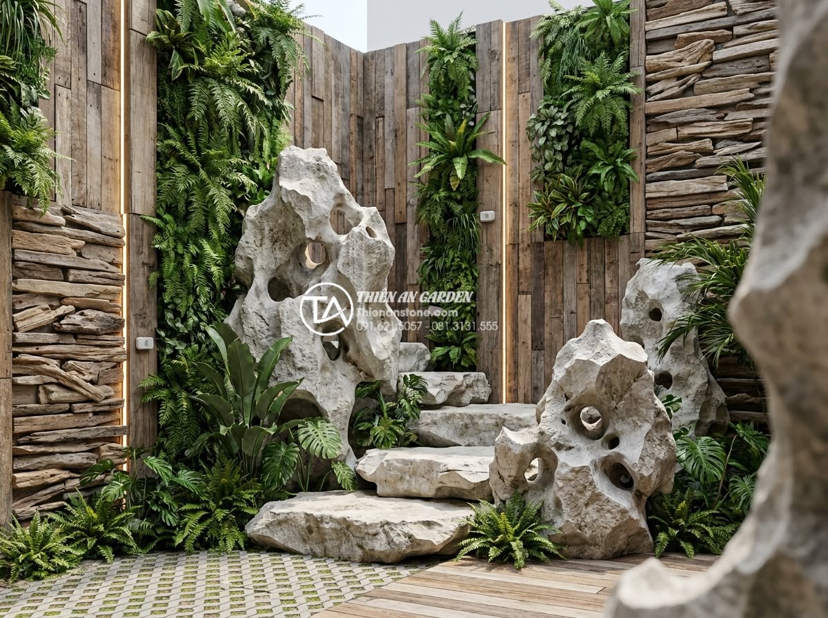Xu hướng chơi tiểu cảnh gỗ lũa rừng tự nhiên năm 2026 - Hình 8 Xu hướng chơi tiểu cảnh gỗ lũa rừng tự nhiên năm 2026 - Futuristic concept visualization of 2030 wood driftwood landscape design with AI