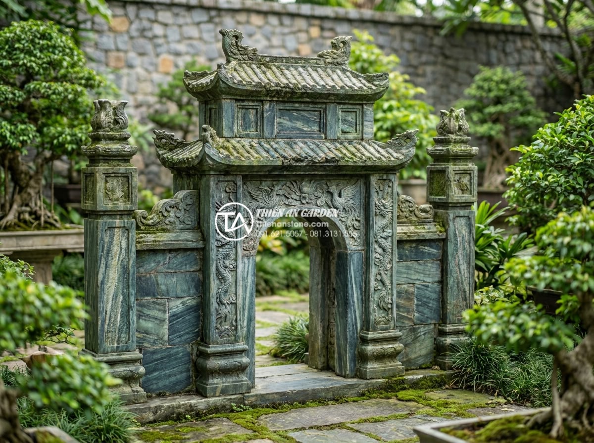 Ý tưởng thiết kế cổng làng thu nhỏ trong kiến trúc sân vườn biệt thự - Different architectural styles of miniature stone village gates including Northe