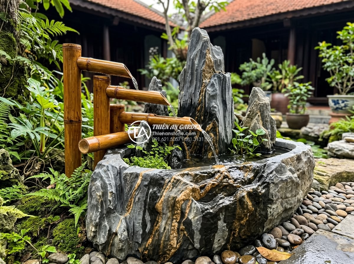 5 Lỗi thường gặp khi lắp đặt tiểu cảnh thác nước ống tre và cách khắc phục - Hình 9 5 Lỗi thường gặp khi lắp đặt tiểu cảnh thác nước ống tre và cách khắc phục - Bamboo pipes properly treated with protective coating against moisture and insec