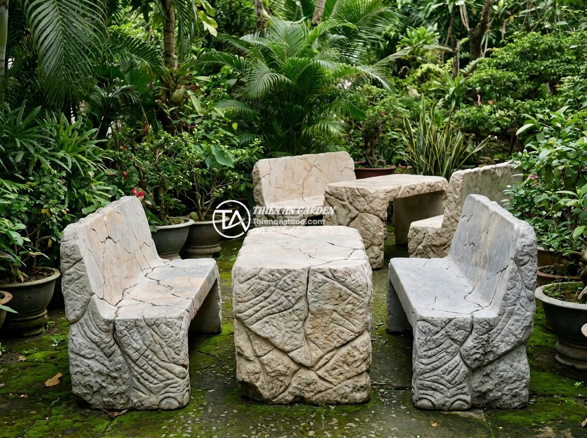 Bàn ghế đá hoa cương (Granite): Đặc điểm, ưu điểm và các mẫu bền đẹp nhất - Hình 9 Bàn ghế đá hoa cương (Granite): Đặc điểm, ưu điểm và các mẫu bền đẹp nhất - Informative comparison chart style image displaying four different natural stone