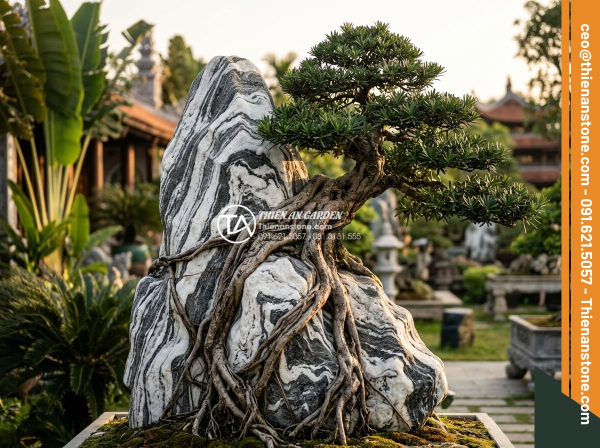 Bí quyết chọn đá Tuyết Sơn làm tiểu cảnh cây ôm đá chuẩn phong thủy - Hình 11 Bí quyết chọn đá Tuyết Sơn làm tiểu cảnh cây ôm đá chuẩn phong thủy - Beautiful professional photograph of the most popular Tuyet Son stone tree embra