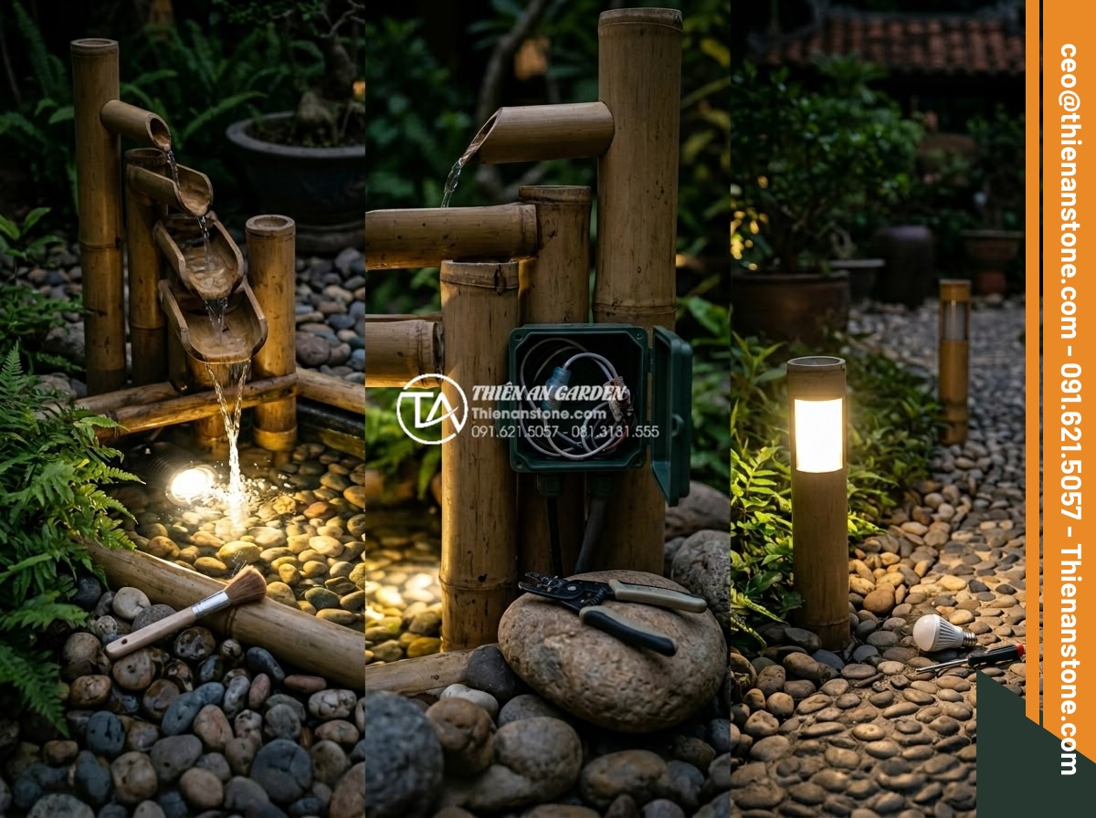 Cách bố trí đèn LED cho tiểu cảnh thác nước ống tre lung linh về đêm - Maintenance and troubleshooting guide for LED lighting on a bamboo waterfall lan