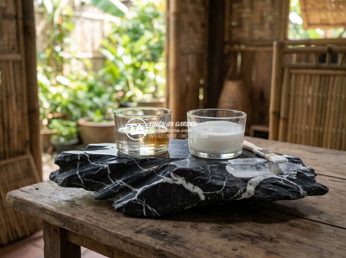 Cách khắc phục tình trạng thấm nước khi làm tiểu cảnh làng quê trong nhà - Hình 3 Cách khắc phục tình trạng thấm nước khi làm tiểu cảnh làng quê trong nhà - High-resolution product shot of premium two-component epoxy adhesive and liquid