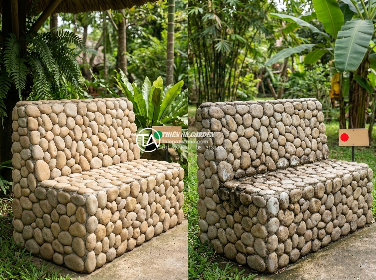 Ghế đá Granite nguyên khối: Sự lựa chọn số 1 cho độ bền vĩnh cửu - Hình 4 Ghế đá Granite nguyên khối: Sự lựa chọn số 1 cho độ bền vĩnh cửu - Comparison style professional photograph showing side by side a monolithic grani