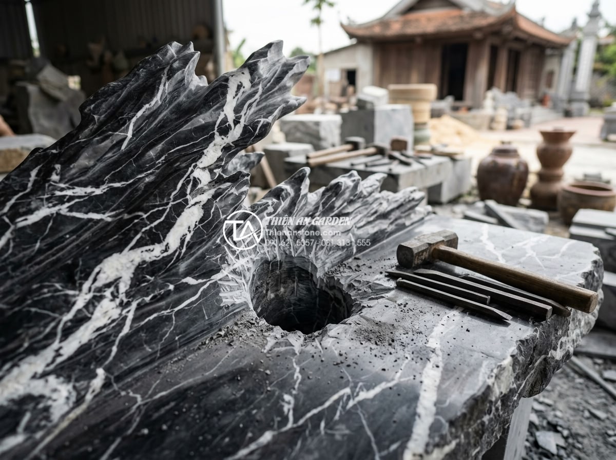 Kỹ thuật đục đá tạo hốc để ký cây bám chắc bền vững theo thời gian - High quality comparison photo of three different natural stones side by side: po