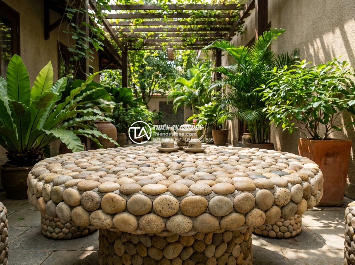 So sánh bàn ghế đá hoa cương và đá Marble: Loại nào tốt hơn cho ngoài trời? - Hình 3 So sánh bàn ghế đá hoa cương và đá Marble: Loại nào tốt hơn cho ngoài trời? - Detailed view of elegant white marble outdoor coffee table with grey veining pla