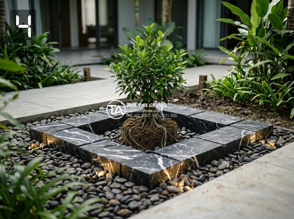 So sánh đá tự nhiên và đá nhân tạo trong thi công cây ôm đá - Hình 10 So sánh đá tự nhiên và đá nhân tạo trong thi công cây ôm đá - Step-by-step professional installation photography of natural stone tree hugging