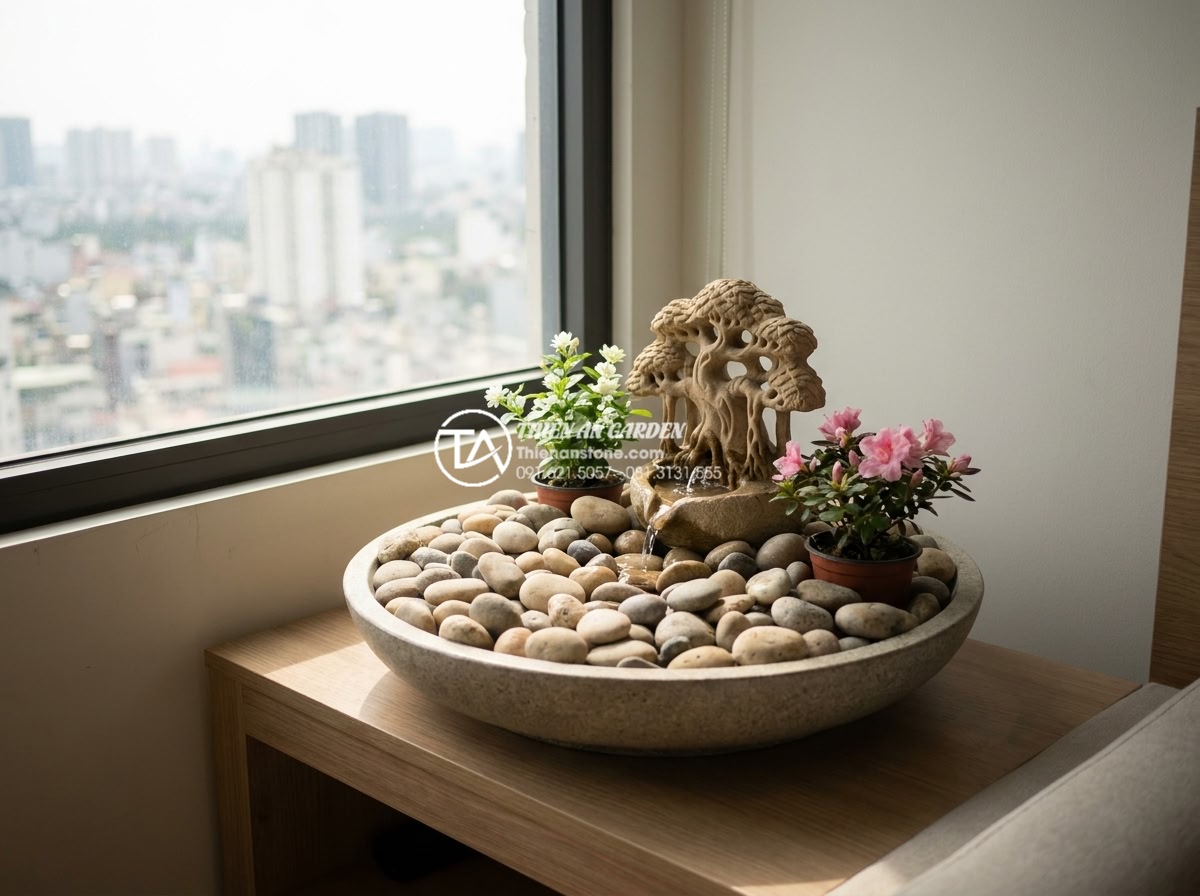 Top 15 mẫu tiểu cảnh làng quê Bắc Bộ hiện đại cho chung cư cao cấp - Hình 2 Top 15 mẫu tiểu cảnh làng quê Bắc Bộ hiện đại cho chung cư cao cấp - Serene modern apartment corner with Northern Vietnamese village style mini lands