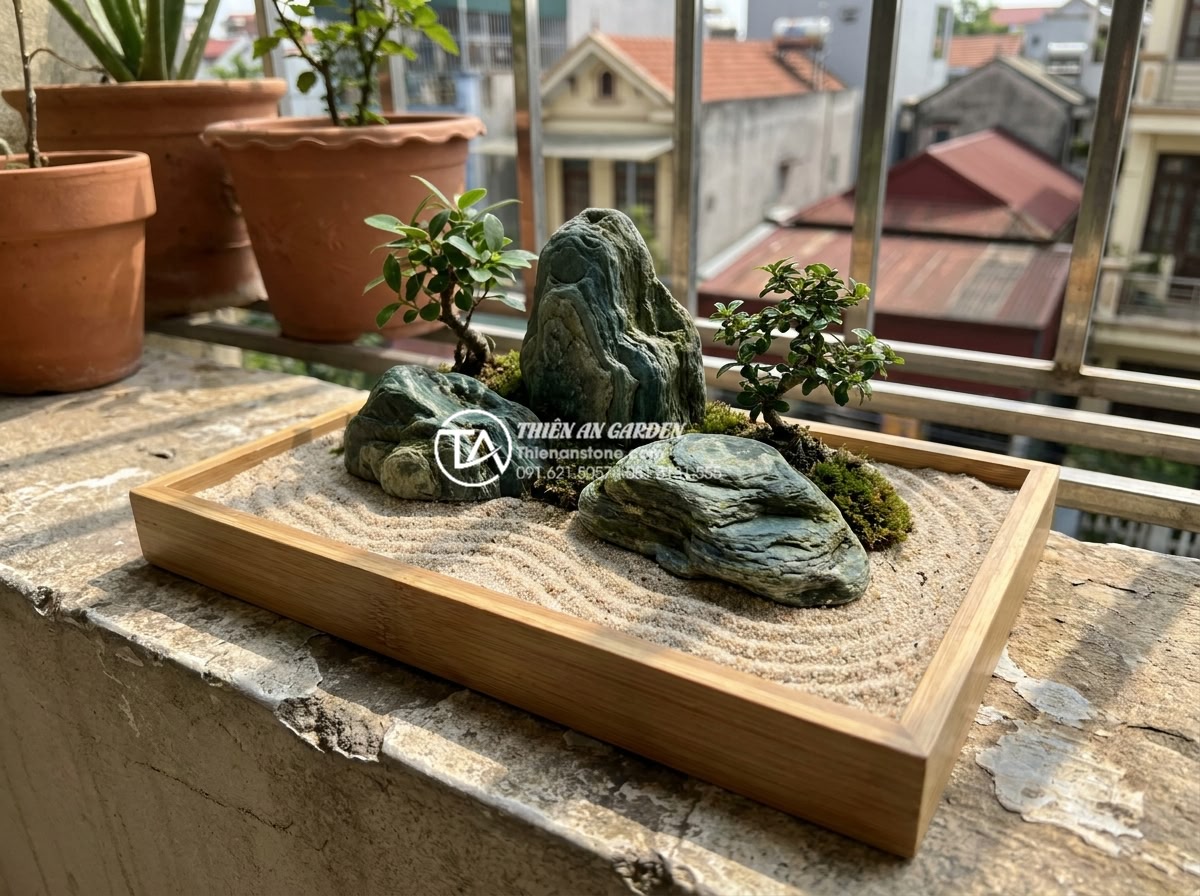 Top 50+ mẫu tiểu cảnh thiền đẹp dẫn đầu xu hướng thiết kế 2026 - Compact mini Zen garden designs for small spaces like balconies using miniature 
