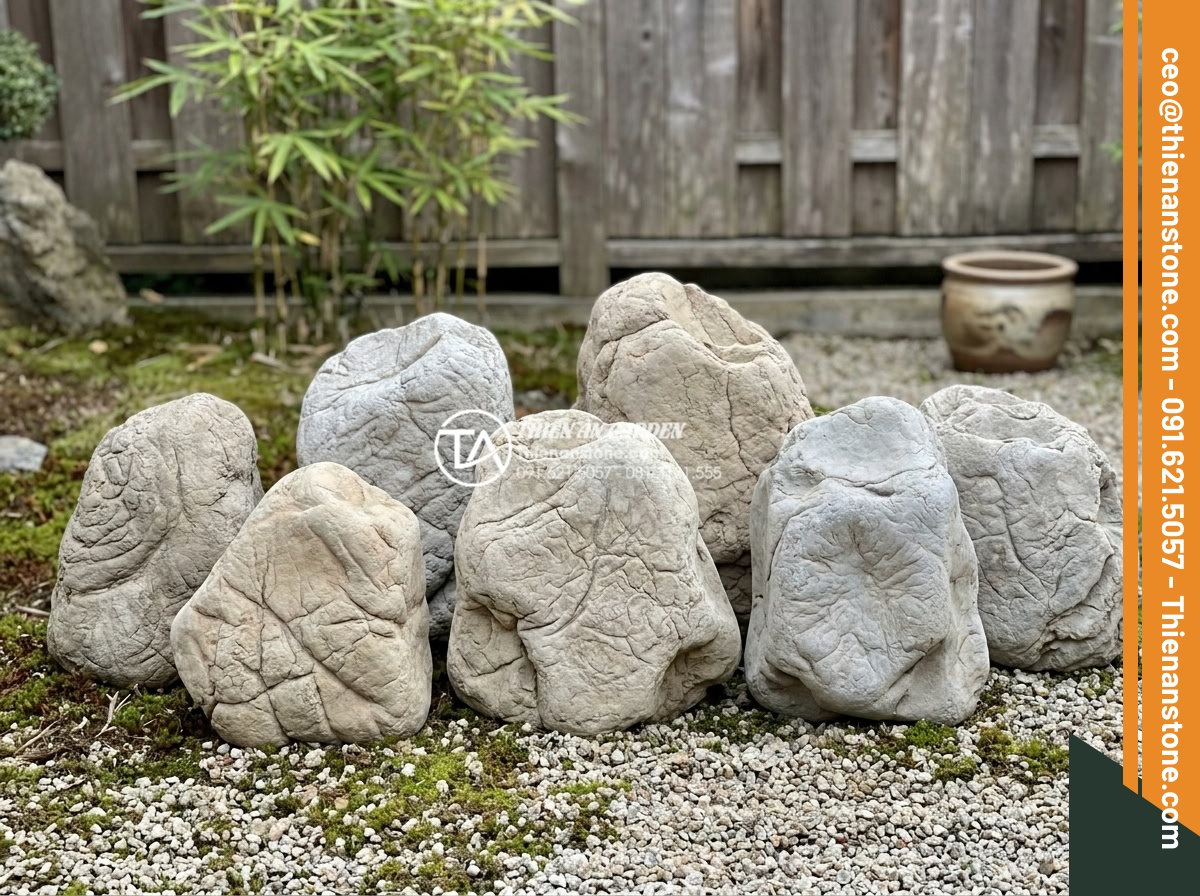 Ý nghĩa của đá trong tiểu cảnh thiền: Cách chọn và sắp đặt chuẩn phong thủy - Collection of popular natural stones for Zen gardens including polished granite,