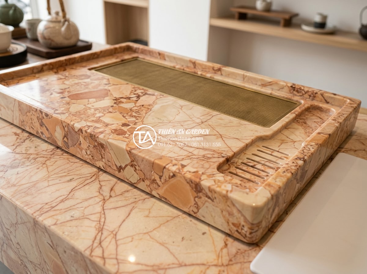 5 sai lầm nghiêm trọng khi mua bàn trà bằng đá tự nhiên bạn cần tránh - High-resolution studio photograph of three different natural stone tea tables si