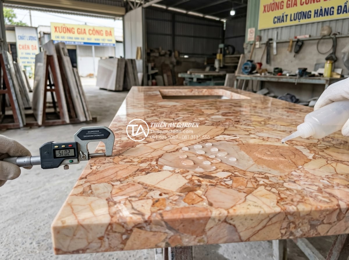 Bàn Đá Lavabo Âm Bàn: Cách Lắp Đặt Và 10 Mẫu Đẹp Tối Giản Cho Spa, Khách Sạn - Quality inspection checklist for natural stone lavabo countertop including thick