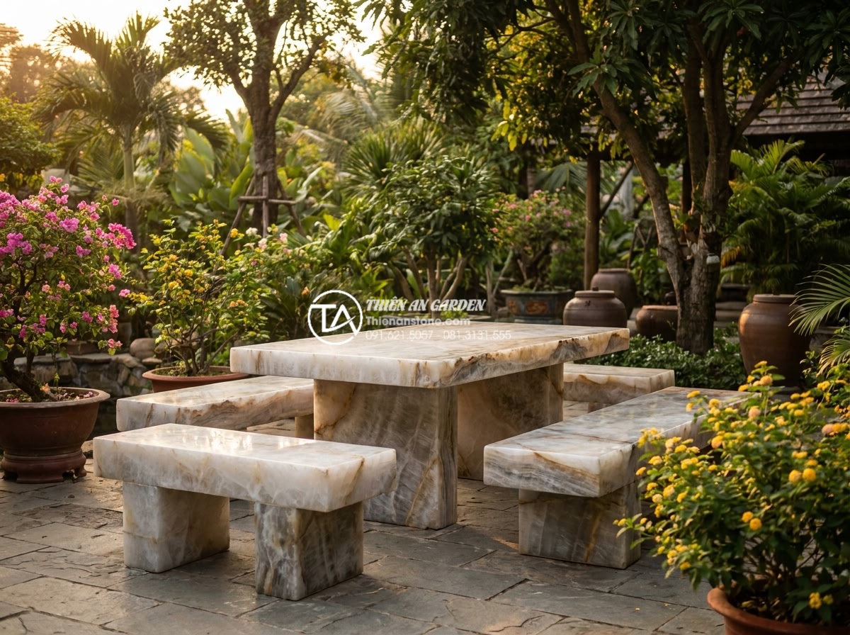 Bàn ghế đá tự nhiên hợp mệnh Thổ: Tăng cường vượng khí cho gia chủ - Hình 6 Bàn ghế đá tự nhiên hợp mệnh Thổ: Tăng cường vượng khí cho gia chủ - Warm inviting photograph of a happy Vietnamese family relaxing on natural stone