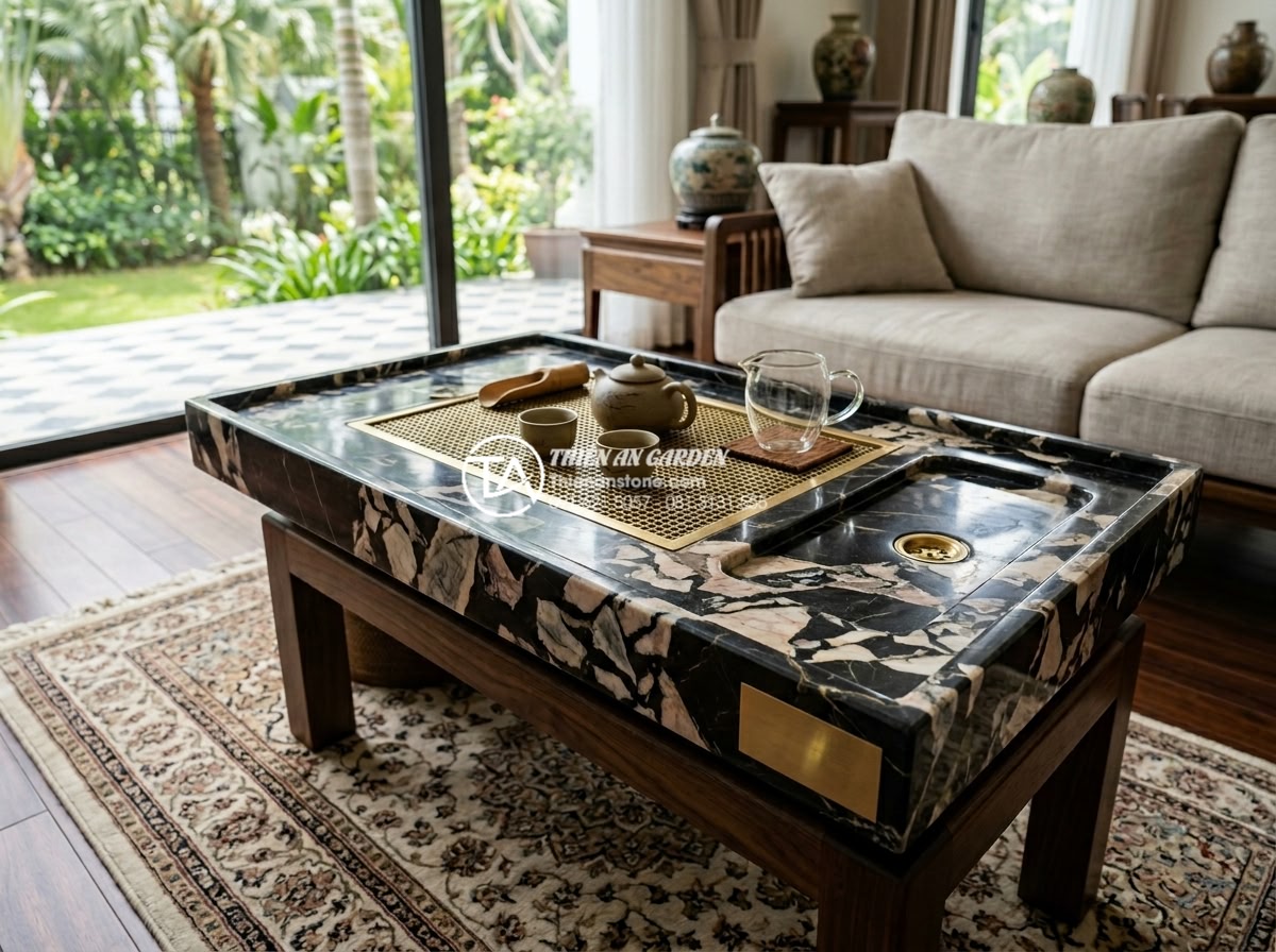 Bàn trà đá bán quý (Quarts, Amethyst): Đẳng cấp sưu tầm của đại gia - Hình 20 Bàn trà đá bán quý (Quarts, Amethyst): Đẳng cấp sưu tầm của đại gia - Final installed luxury quartz coffee table in client’s completed villa project w