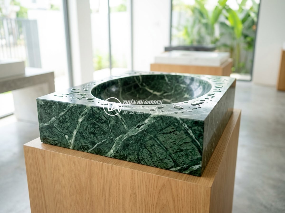 Bảng Báo Giá Lavabo Đá Tự Nhiên 2026 - Chiết Khấu Cao Cho Công Trình - High resolution professional product photography showcasing four different natur