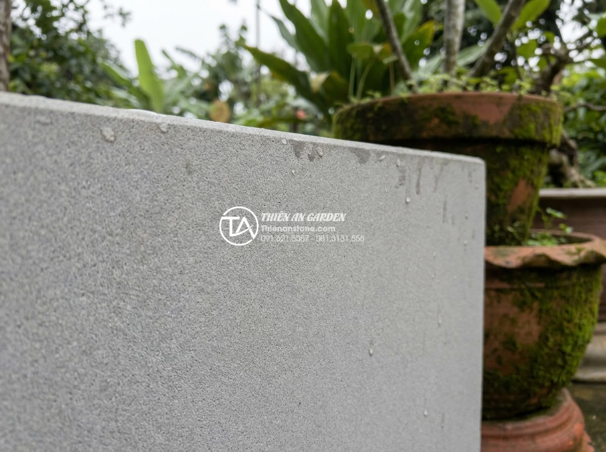 Cách chọn đá tự nhiên làm cầu sân vườn bền bỉ và không bị rêu mốc - Detailed macro view of natural stone surface after professional anti-moss treatm