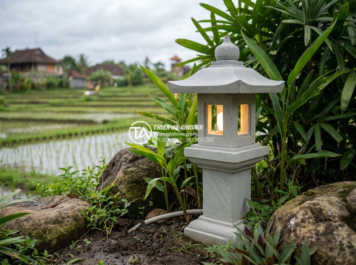 Cách đi dây điện ngầm an toàn cho hệ thống đèn đá trang trí ngoài trời - Contact information and call to action for Thien An Stone experts specializing i