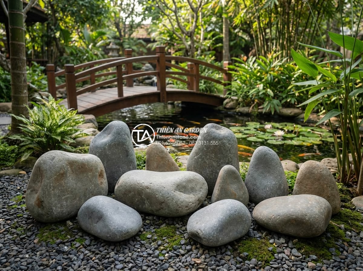 Cách kết hợp cầu đá và hòn non bộ tạo thế 'Sơn Thủy hữu tình' - Hình 5 Cách kết hợp cầu đá và hòn non bộ tạo thế 'Sơn Thủy hữu tình' - High quality natural stone materials display for garden project: various granite