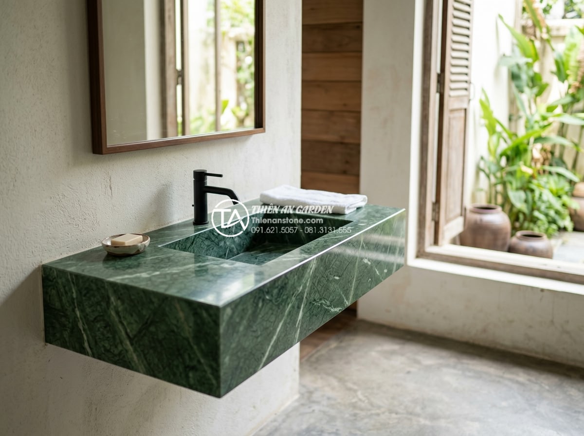 Cách Phối Màu Bàn Đá Lavabo Đen Và Trắng Trong Không Gian Hiện Đại - Simple yet luxurious white and black stone lavabo in minimalist bathroom interio