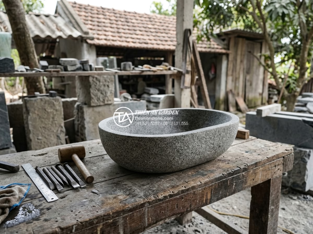 Cách Phối Màu Bàn Đá Lavabo Đen Và Trắng Trong Không Gian Hiện Đại - Careful selection and craftsmanship of stone lavabo materials showing quality co