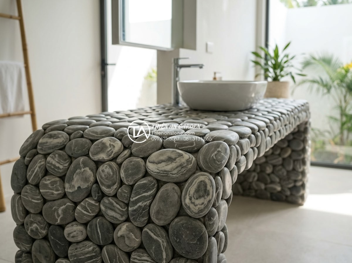 Cách Phối Màu Bàn Đá Lavabo Đen Và Trắng Trong Không Gian Hiện Đại - Bright white stone lavabo countertop with subtle natural veining in contemporary