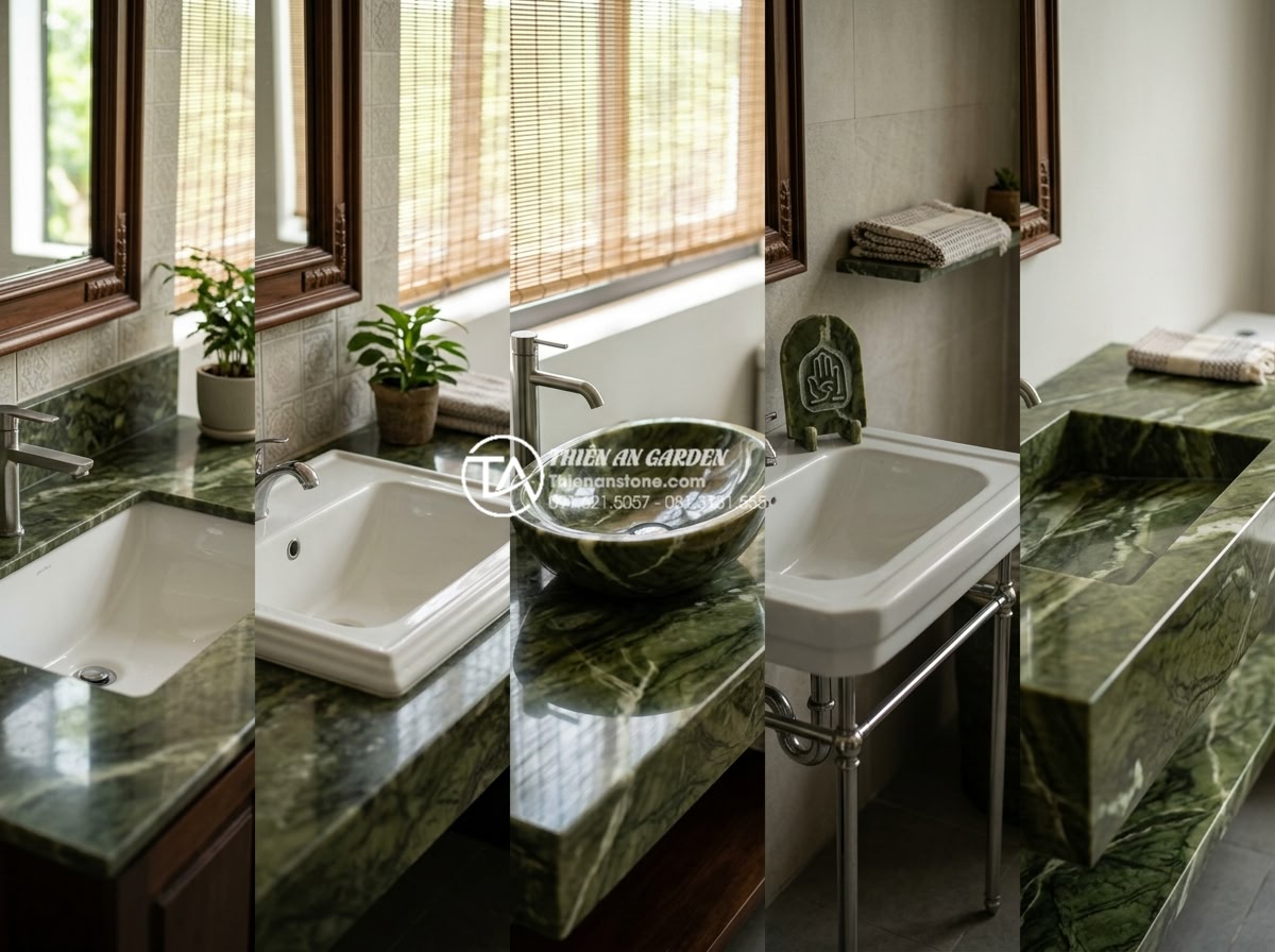 Chậu Rửa Mặt Liền Bàn Đá - Giải Pháp Đồng Bộ Cho Phòng Tắm Cao Cấp - Side by side comparison chart visualization of different bathroom sink types inc