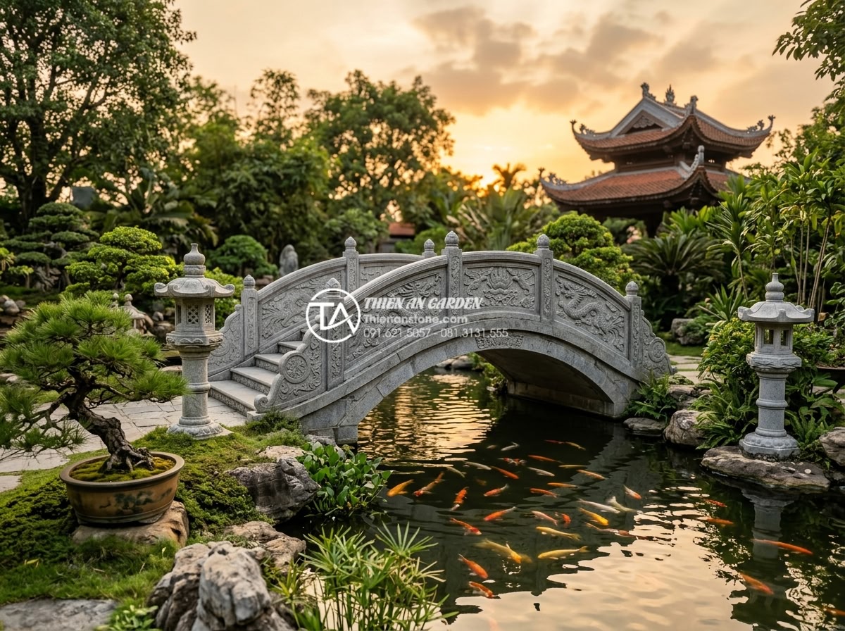Địa chỉ xưởng điêu khắc cầu đá mỹ nghệ uy tín, giá gốc tại Ninh Bình - Hình 12 Địa chỉ xưởng điêu khắc cầu đá mỹ nghệ uy tín, giá gốc tại Ninh Bình - Elegant traditional Chinese style stone bridge with dragon and phoenix carvings