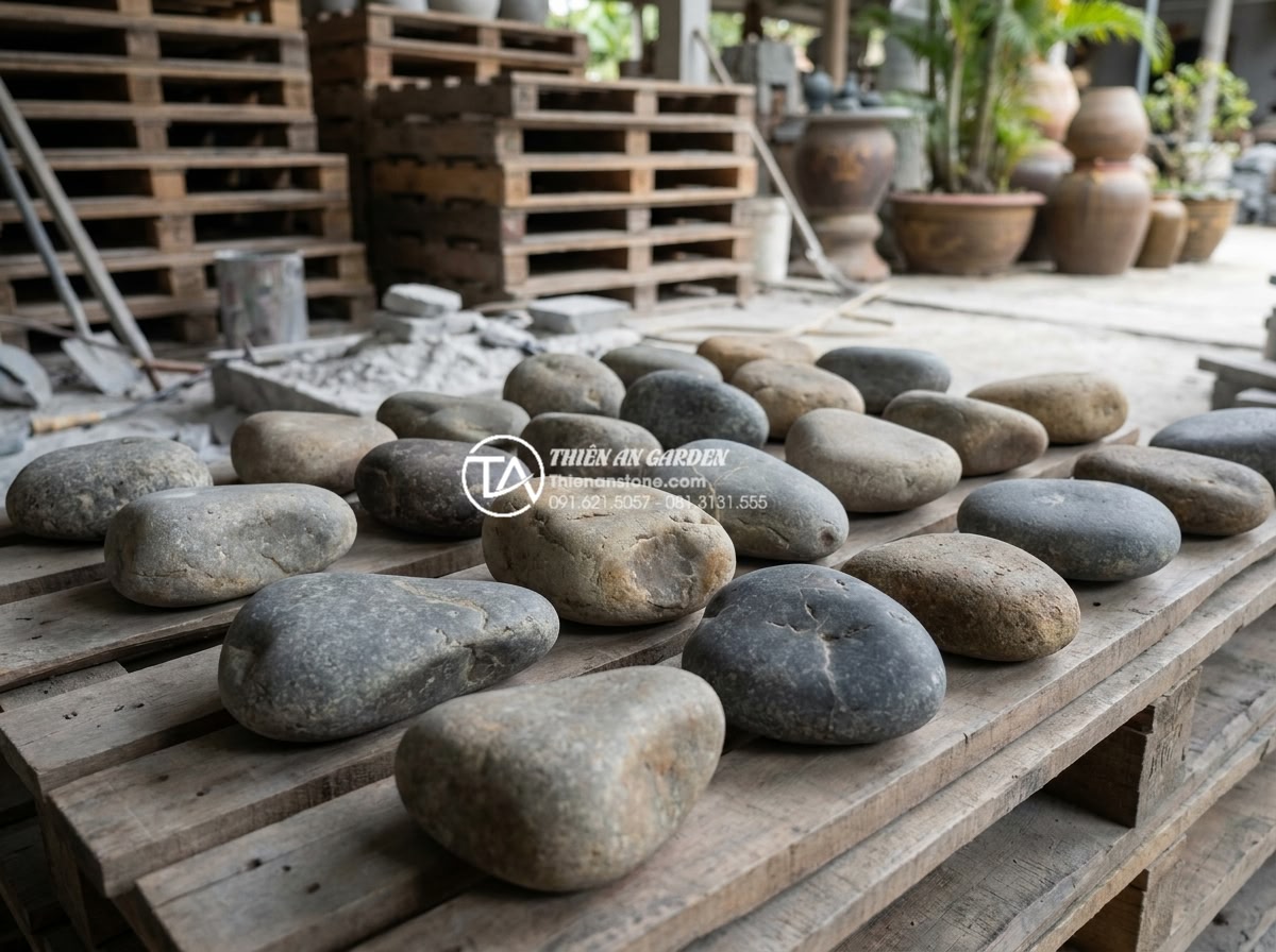 Địa chỉ xưởng điêu khắc cầu đá mỹ nghệ uy tín, giá gốc tại Ninh Bình - Hình 7 Địa chỉ xưởng điêu khắc cầu đá mỹ nghệ uy tín, giá gốc tại Ninh Bình - High quality close-up of various natural stone samples used for garden bridges a