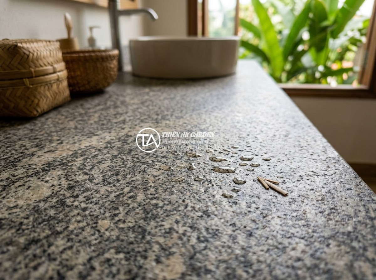 Hướng Dẫn Chọn Kích Thước Chậu Rửa Mặt Bàn Đá Phù Hợp Với Mọi Diện Tích - Close-up texture comparison of different natural stones used in basin countertop