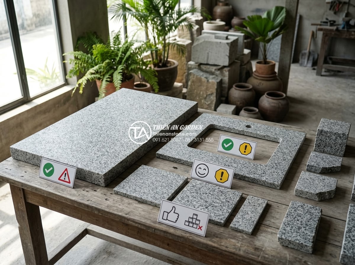 Kích Thước Bàn Đá Lavabo Tiêu Chuẩn: 5 Lưu Ý Vàng Khi Thi Công Lắp Đặt - Variety of natural stone samples with different sizes and textures suitable for 