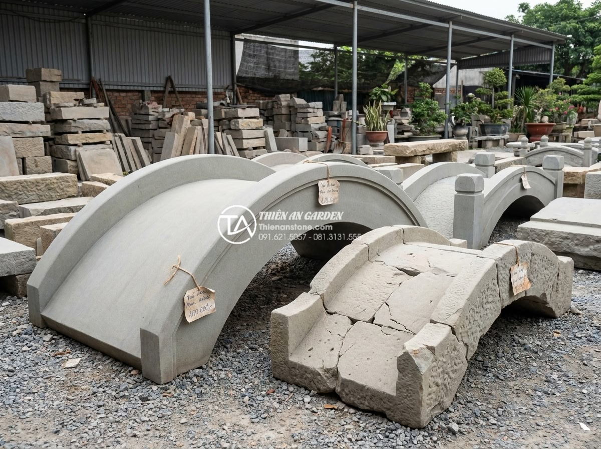 Kinh nghiệm mua cầu đá sân vườn cũ: Bí quyết kiểm tra chất lượng cốt đá - Hình 5 Kinh nghiệm mua cầu đá sân vườn cũ: Bí quyết kiểm tra chất lượng cốt đá - Professional comparison chart and photo series of old garden stone bridges for s