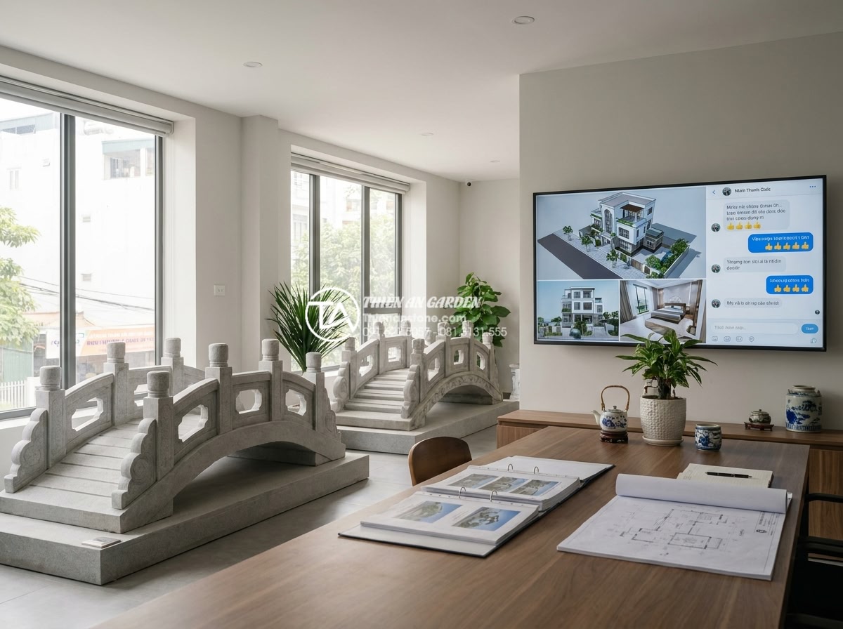 Kinh nghiệm mua cầu đá sân vườn cũ: Bí quyết kiểm tra chất lượng cốt đá - Hình 6 Kinh nghiệm mua cầu đá sân vườn cũ: Bí quyết kiểm tra chất lượng cốt đá - Trustworthy stone supplier showroom in Vietnam: professional team from Da Canh T