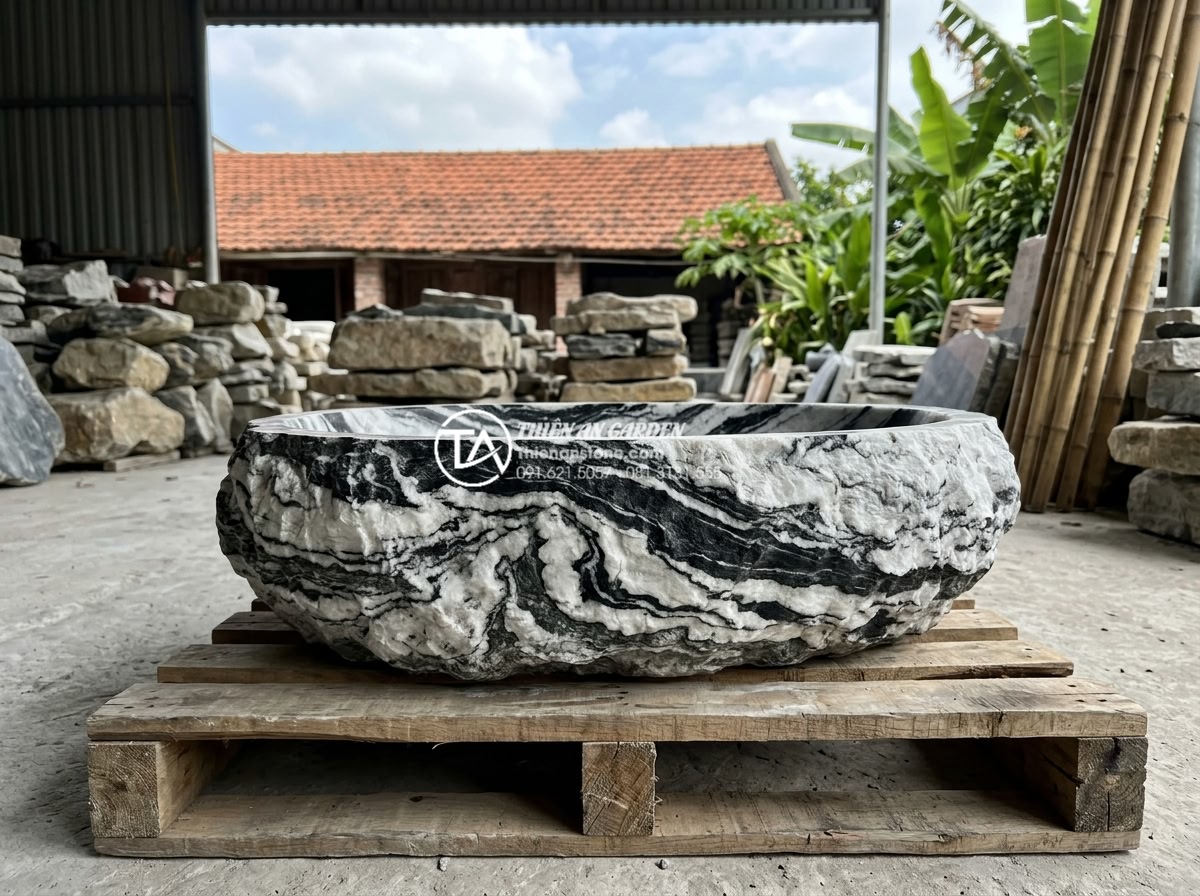 Kinh Nghiệm Mua Lavabo Đá Cuội Tại Hà Nội: Địa Chỉ Uy Tín Và Giá Tận Xưởng - Customer receiving discounted pebble stone lavabo package at factory direct pric
