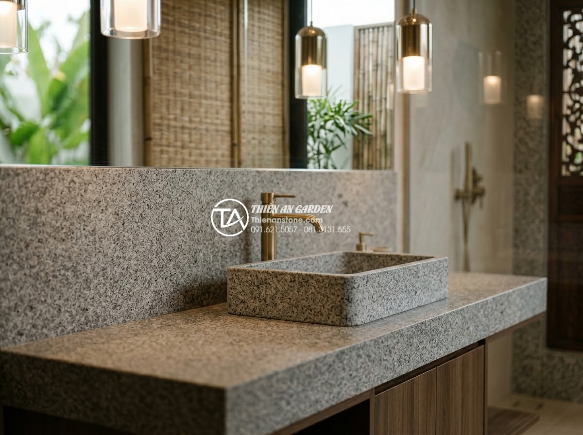 Lavabo Đá Marble (Cẩm Thạch) - Vẻ Đẹp Qúy Tộc Trong Thiết Kế Nội Thất - Professional lifestyle photograph of a stunning Calacatta marble bathroom vanity