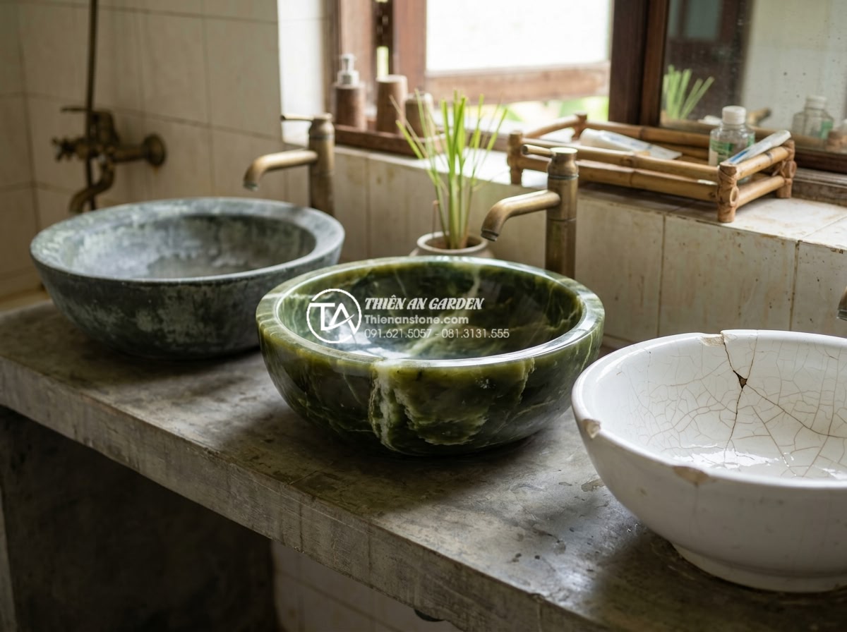 Lavabo Đá Tự Nhiên: Tuyệt Tác Từ Thiên Nhiên Cho Không Gian Phòng Tắm 2026 - Long-term durability test visual showing natural stone lavabo still pristine aft