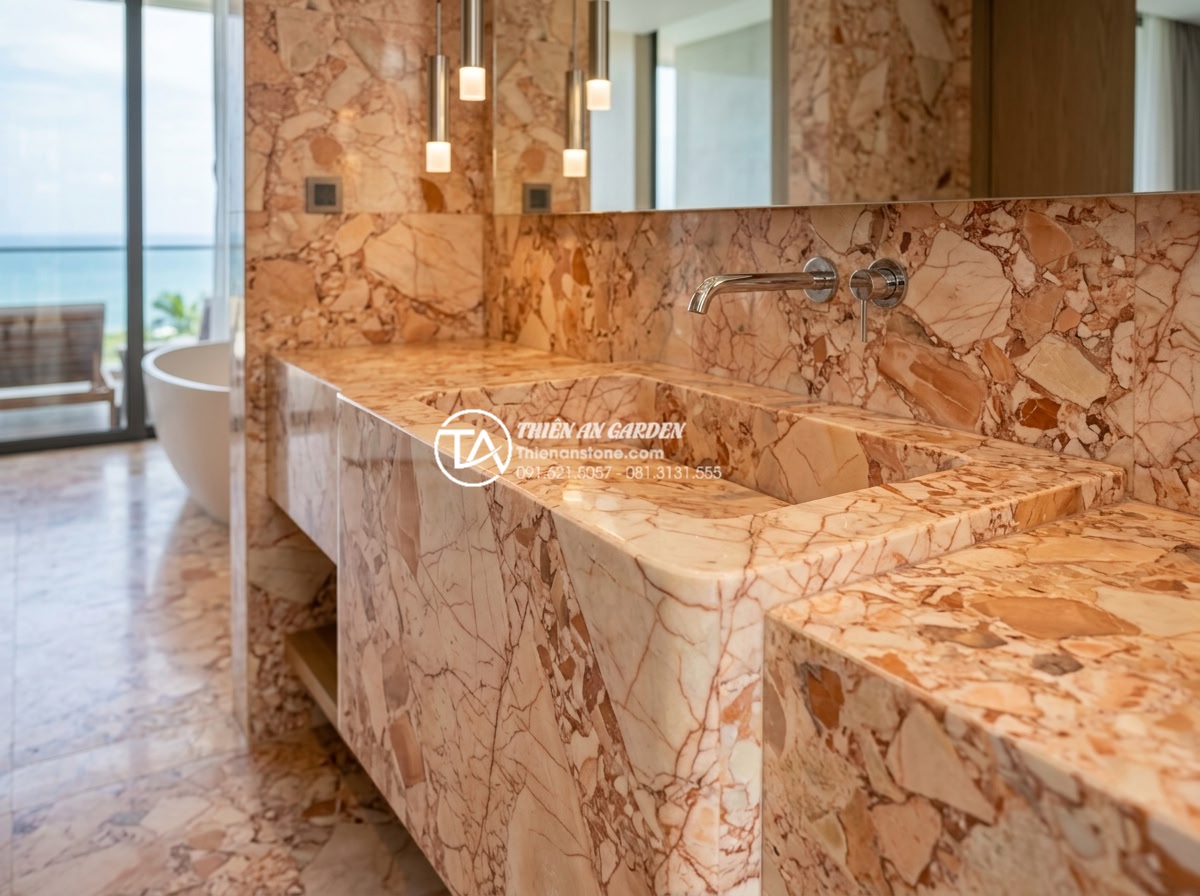 Lavabo Đá Tự Nhiên: Tuyệt Tác Từ Thiên Nhiên Cho Không Gian Phòng Tắm 2026 - Stunning real-life installation of natural stone lavabo in luxury villa master b