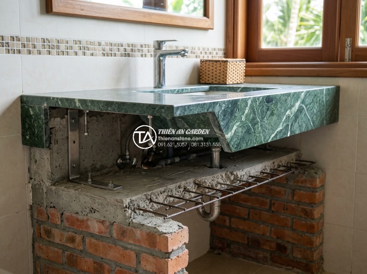 Lỗi Thường Gặp Khi Lắp Đặt Bàn Đá Chậu Rửa Mặt Và Cách Khắc Phục Triệt Để - Cross-section view of properly engineered foundation and support system for heav