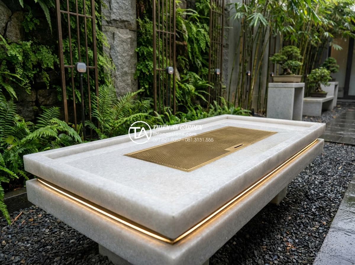 Nghệ thuật thưởng trà với bàn trà đạo bằng đá: Sự giao hòa giữa tĩnh và động - Hình 17 Nghệ thuật thưởng trà với bàn trà đạo bằng đá: Sự giao hòa giữa tĩnh và động - Futuristic yet traditional natural stone tea table with subtle integrated LED li