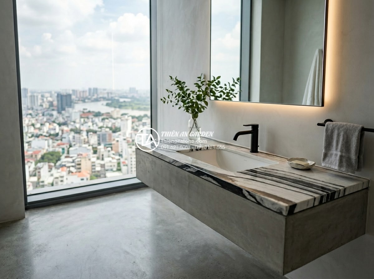 So Sánh Lavabo Đá Tự Nhiên Và Lavabo Đá Nhân Tạo: Ưu Nhược Điểm Cần Biết - Contemporary minimalist bathroom with a seamless white artificial quartz lavabo 