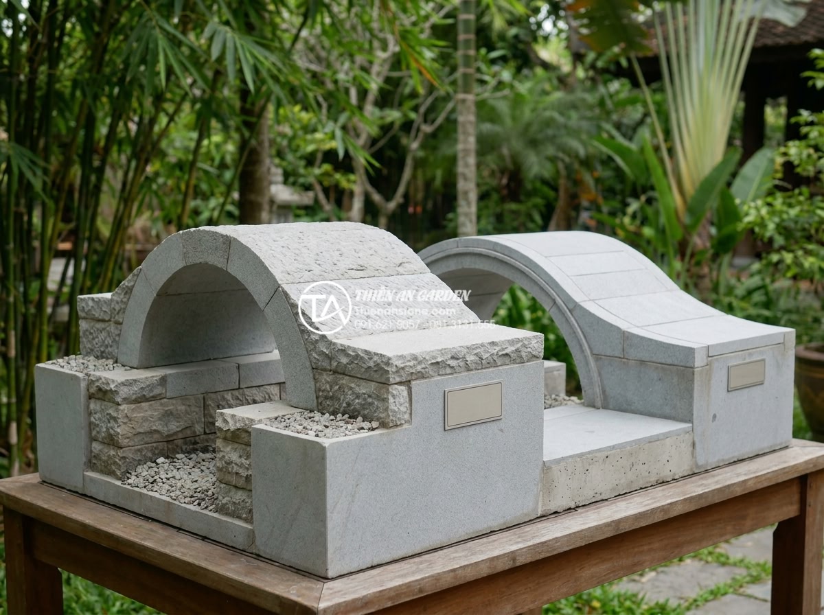 Sự khác biệt giữa đá Granite và đá Cẩm Thạch khi chế tác cầu sân vườn - Engineering diagram style image showing cross-section comparison of granite vers