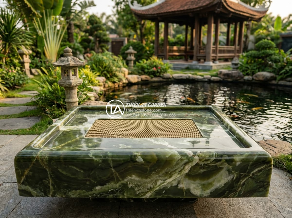 Top 10 mẫu bàn trà đá cuội nguyên khối đẹp nhất cho biệt thự sân vườn - Professional 8K corporate style photograph of a beautiful completed luxury villa