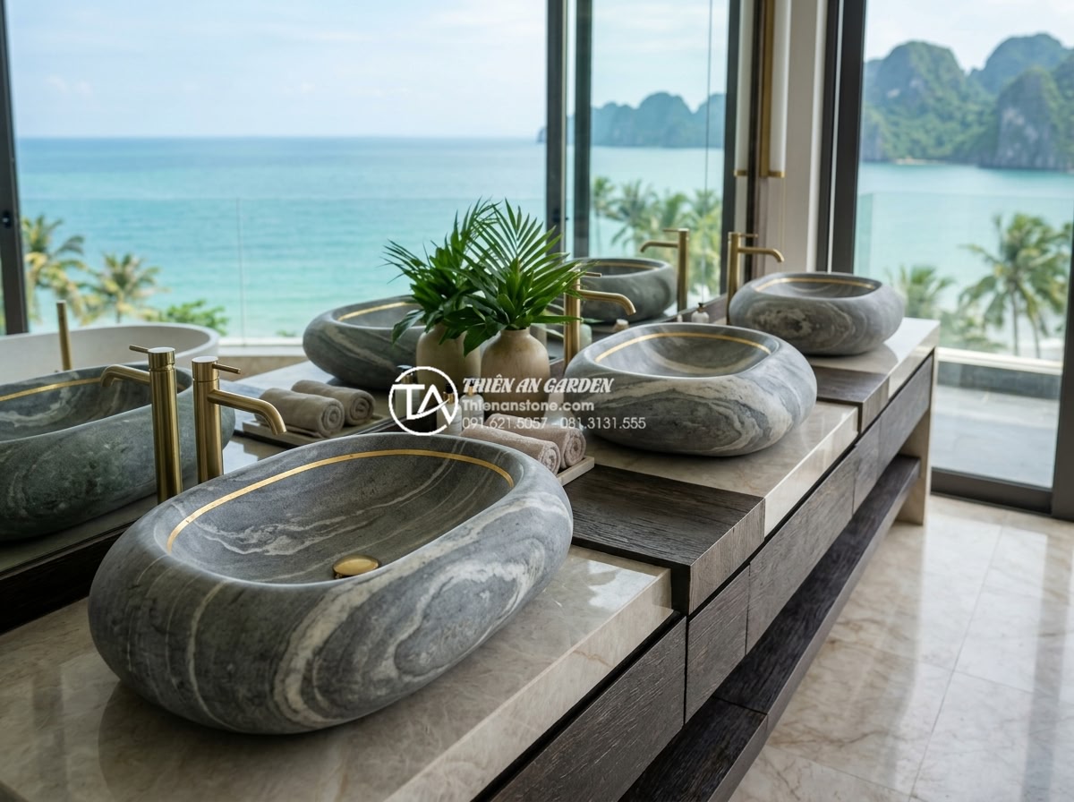 Top 15+ Mẫu Lavabo Đá Cuội Tự Nhiên Độc Bản - Mang Cả Suối Rừng Vào Nhà - Ultra-luxury natural pebble stone lavabo collection for high-end resorts, featur