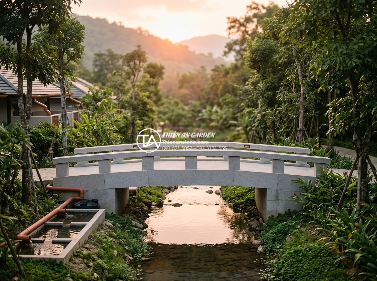 Ứng dụng của đá mỹ nghệ trong kiến trúc cầu cảnh hiện đại ngày nay - Hình 9 Ứng dụng của đá mỹ nghệ trong kiến trúc cầu cảnh hiện đại ngày nay - Sustainable future vision: eco-friendly natural stone bridge in carbon-neutral l