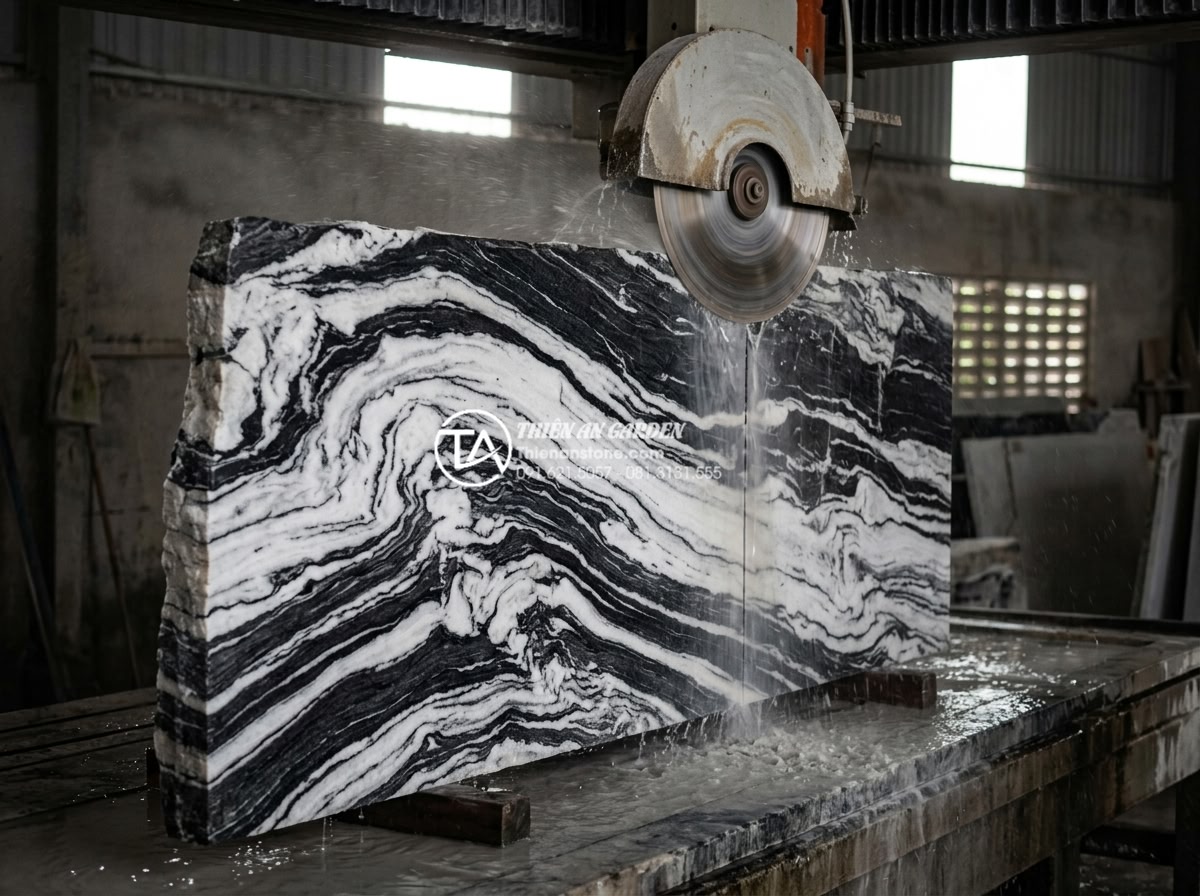 Ưu Điểm Vượt Trội Của Lavabo Đá Hoa cương (Granite) Trong Chịu Lực Và Chống Thấm - Step-by-step professional installation process of a custom granite lavabo in a l