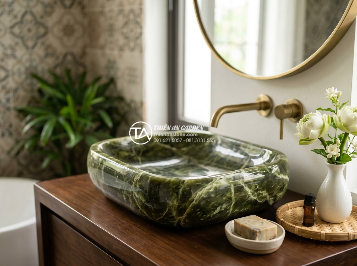 Ưu Điểm Vượt Trội Của Lavabo Đá Hoa cương (Granite) Trong Chịu Lực Và Chống Thấm - Beautifully maintained polished granite lavabo after many years of use, sparklin