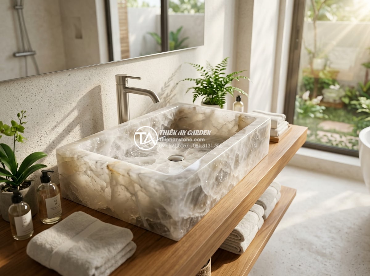 Vệ Sinh Lavabo Đá Tự Nhiên Đúng Cách: Giữ Bề Mặt Luôn Sáng Bóng Như Mới - Inspirational image of happy family enjoying clean modern bathroom with natural 