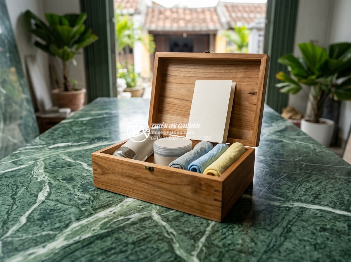 Xu Hướng Lavabo Kim Cương: Đường Cắt Sắc Sảo Cho Gia Chủ Cá Tính - Maintenance kit provided by Thien An Stone including specialized stone cleaner, 